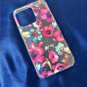 iPhone case fits 12,13,14,15 
Floral Pattern Phone Case - Pink and Blue
